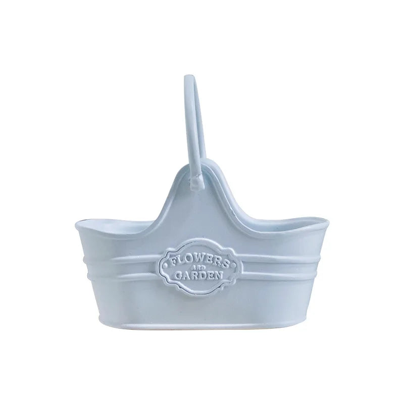 Mini Metal Flower Bucket for Dollhouse Gardens, Fairy Scene Decor