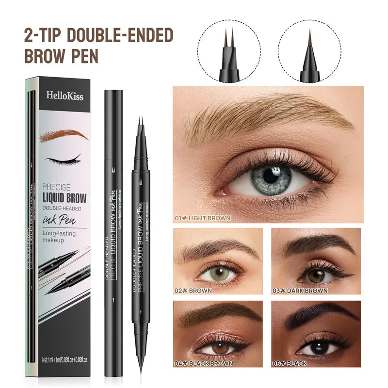 Waterproof Double-Ended Liquid Eyebrow Pencil - Smudge-Proof & Sweat-Resistant