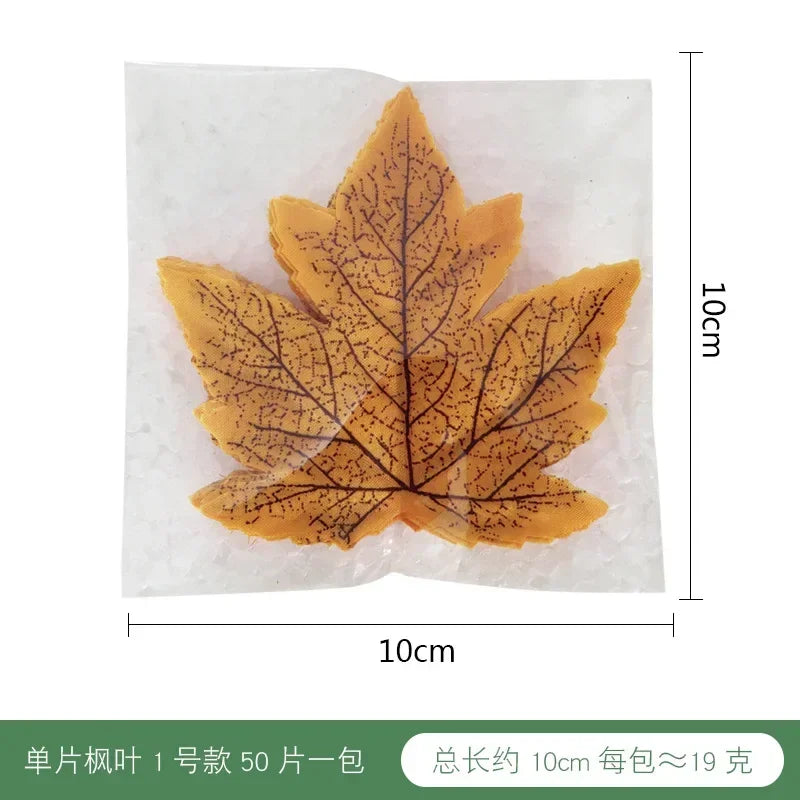 Artificial Maple Leaf Fall Decorations 50pcs Harvest Festival Home Decor Boneless Feel