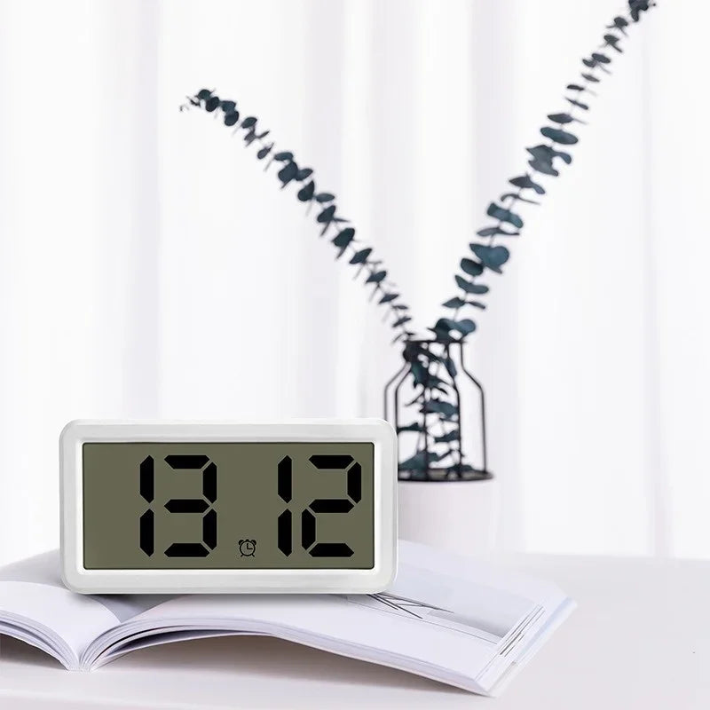 Digital Alarm Clock with Time & Date Display, Snooze Function, Wall-Mount LCD, Battery Powered
