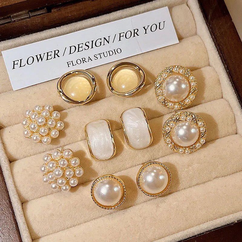 12 Pcs Elegant Pearl Earrings Set for Women Daily Wear Holiday Gifts Jewelry