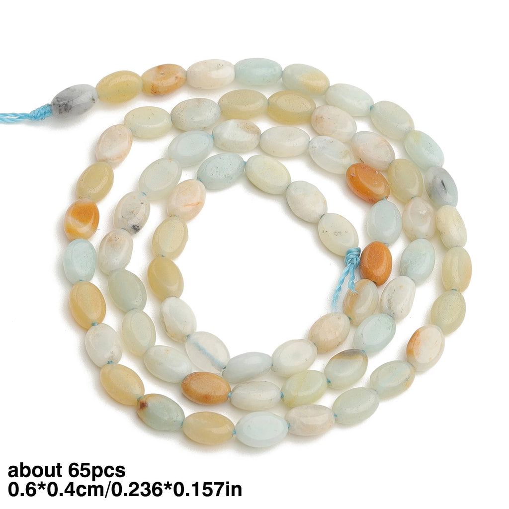 6x4mm Natural Amazonite & Red Jasper Beads Oval Shape Loose Jewelry Making Supplies