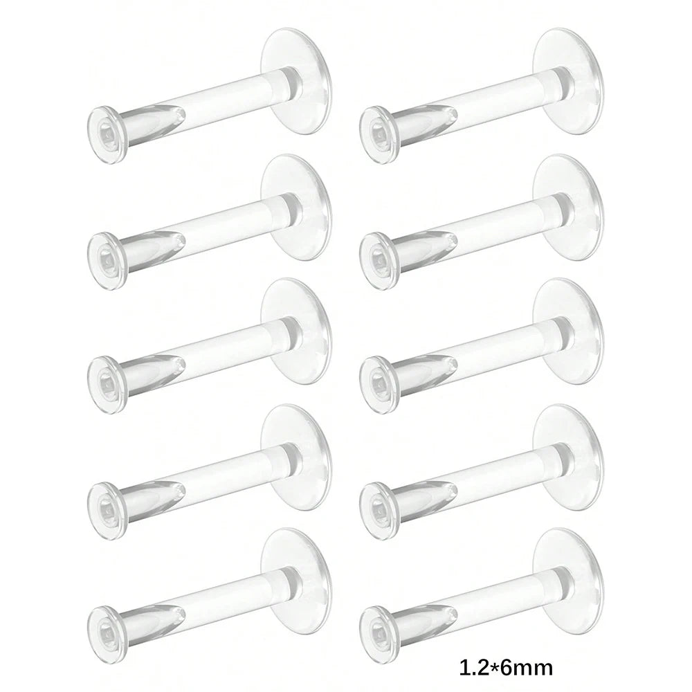 Clear Earrings 10pcs 16g Bioflex Labret Piercing Retainers - Cartilage Helix Tragus