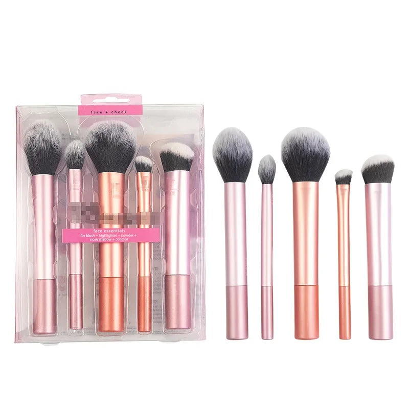 Full Makeup Brush Set with Powder Blusher Lip & Eye Shadow Brushes - Multi Color Handles