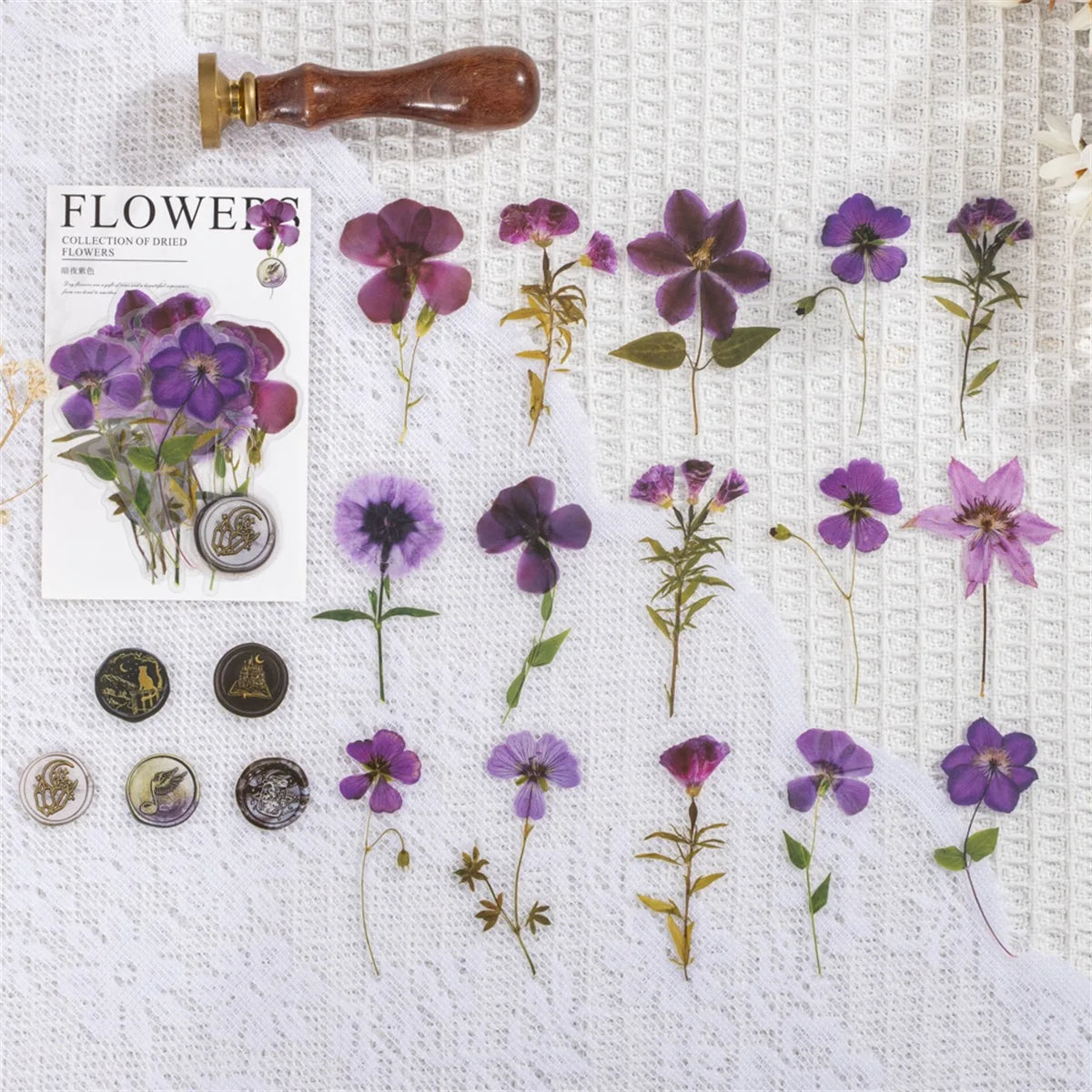 40 Pack Floral Stickers Kit for Scrapbooking & Journaling - Transparent PET Embellishments