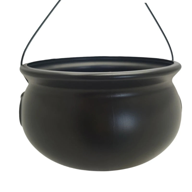 Large Black Cauldron Kettle Halloween Candy Bowl for Trick-or-Treating & Decor
