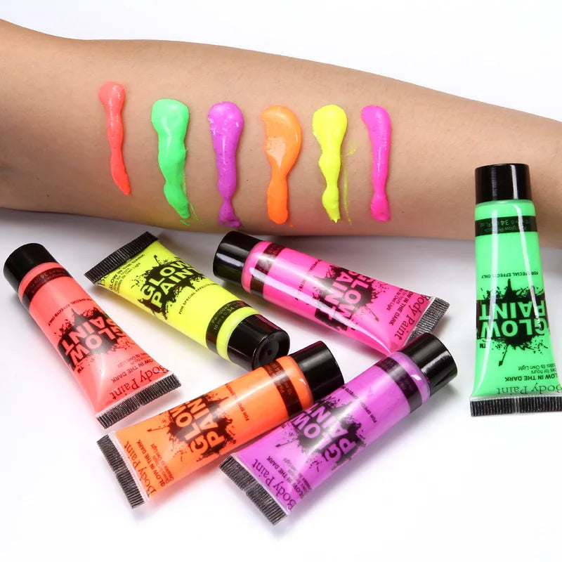 Multicolor Face and Body Paint Palette Neon Glitter for Festival Halloween Art Supplies