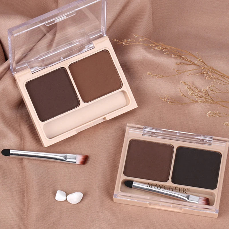 Waterproof Eyebrow & Eye Shadow Palette with Brush - 2 Color Options
