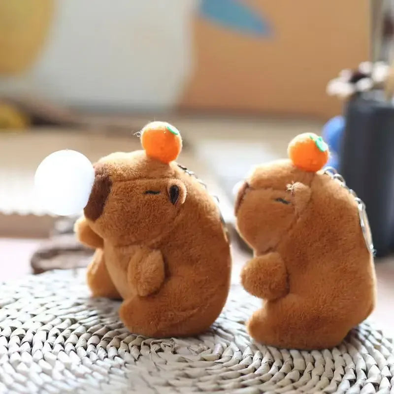 Cute Capybara Plush Keychain with Bubble Blower - Portable Animal Gift