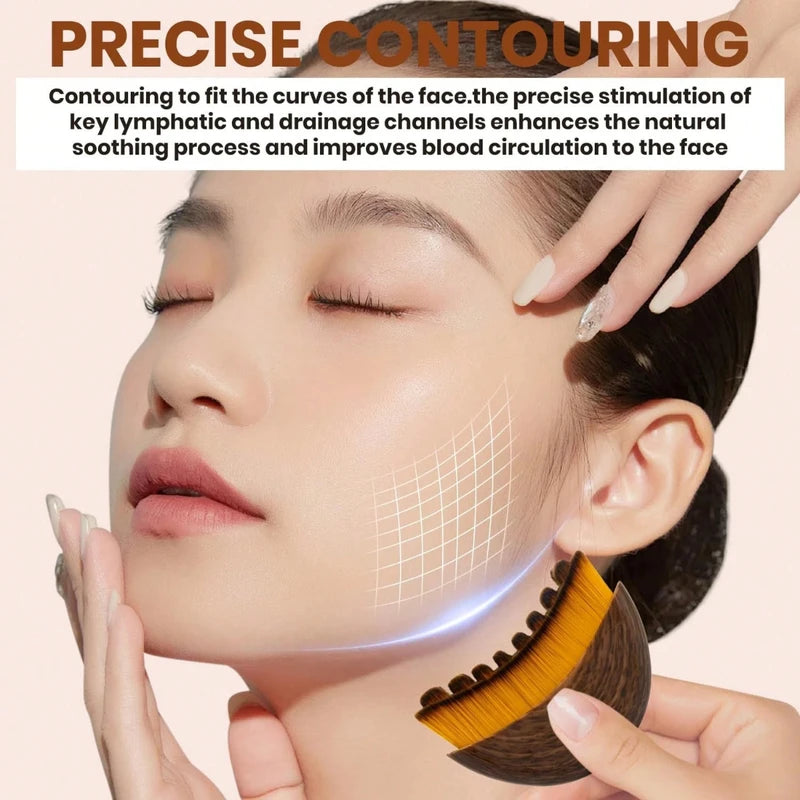 Lymphatic Face Contour Brush for Jawline & Chin Sculpting, Drainage Massager