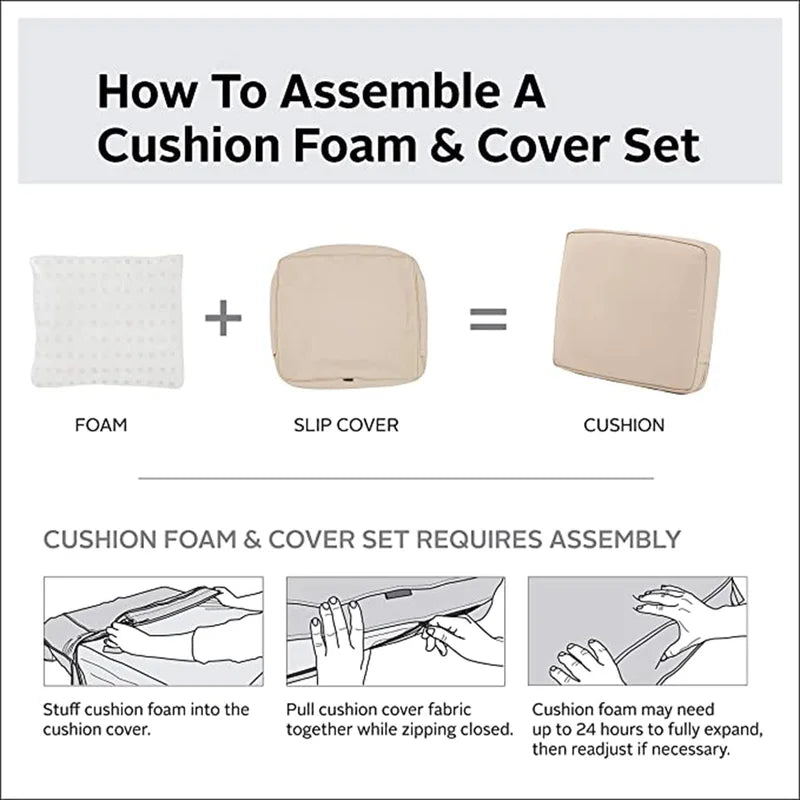 Outdoor Patio Cushion Covers Replacement - Water-Resistant & Windproof Seat Slipcovers
