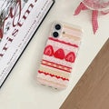 Cream Strawberry Cake Lace Bowknot Phone Case for iPhone - Shockproof Silicone Cover