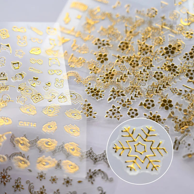 90 Sheets Spring Flower Nail Art Stickers - 3D Self-Adhesive Nail Decals for Women