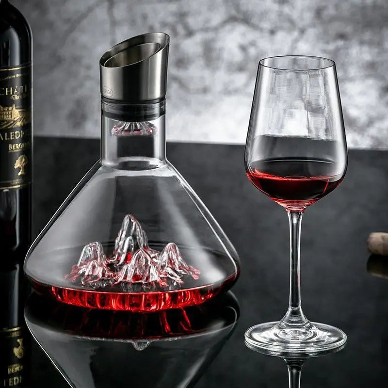 1500ML Crystal Wine Decanter with Pourer - Handmade Lead-Free Carafe for Wine & Whisky