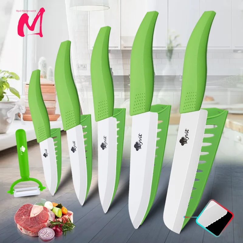 Ceramic Knife Set with Multi-Color Handles - 3 to 6 Inch Kitchen Knives for Chef and Bread Use