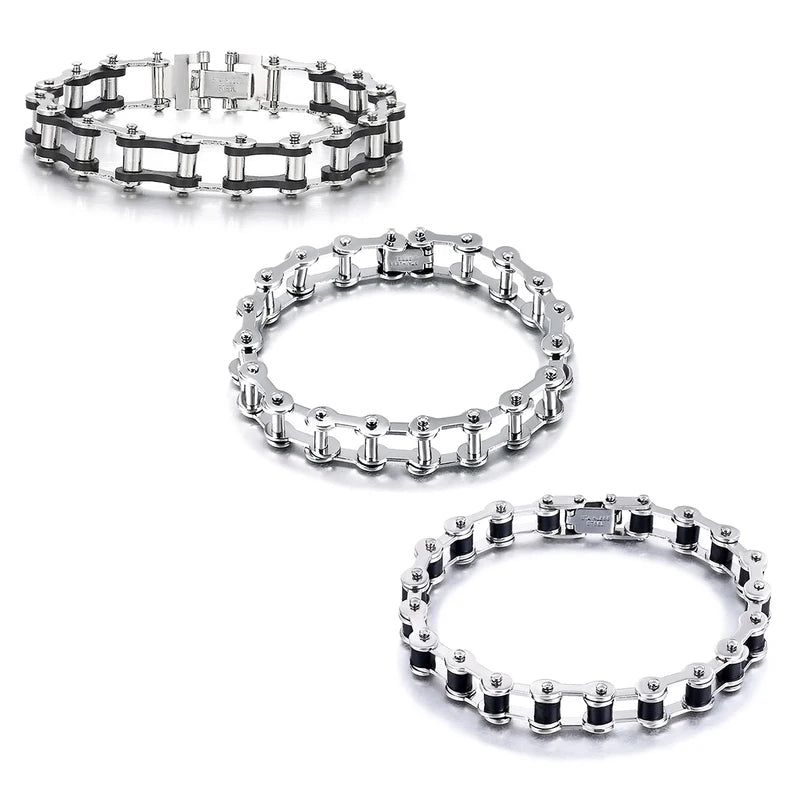 Mens Stainless Steel Biker Chain Bracelet Punk Jewelry Motorcycle Link Bangles