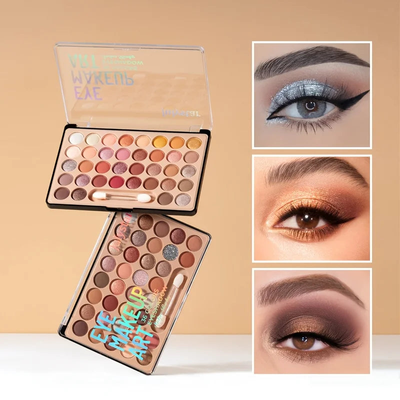 36-Shade Glitter Pearl Eyeshadow Palette for Stage & Party Makeup - Multi-Use