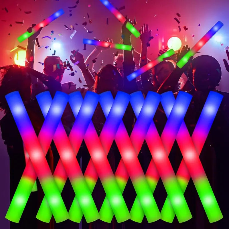 10PCS Neon Glow Stick Light Up Party Supplies - Fluorescent LED Foam Bar for Events and Night Parties