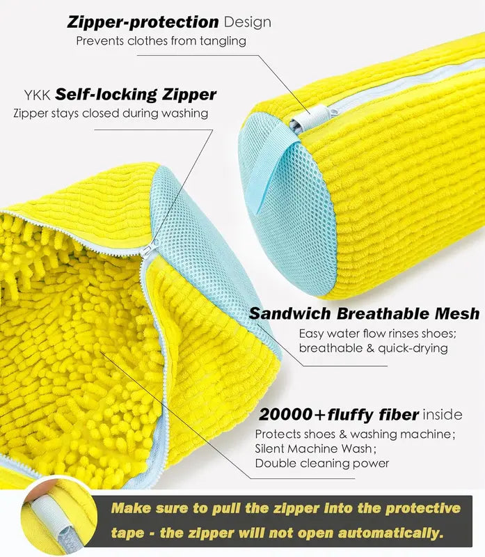 Laundry Shoe Washing Bag Padded Organizer - Reusable Fluffy Fiber Protectors