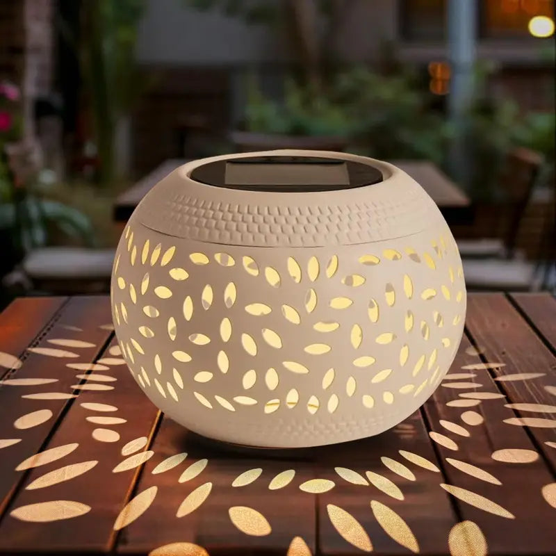 Solar Outdoor Lantern Table Light - Decorative Metal Lantern for Patio Garden