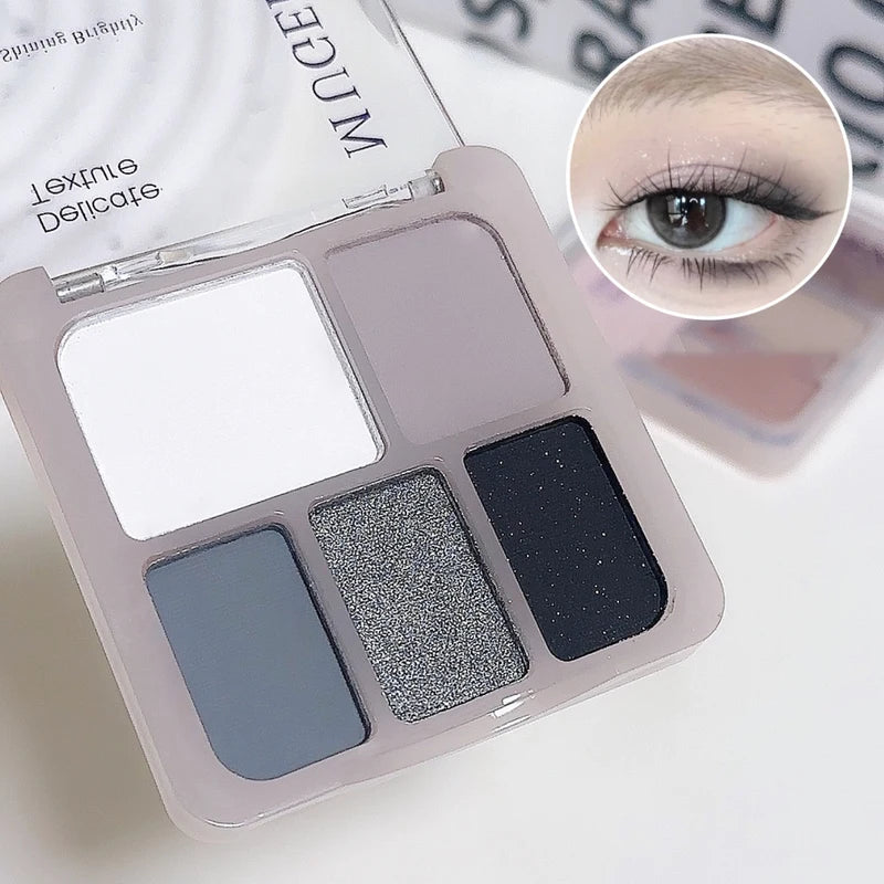 5-Color Eyeshadow Palette with Matte and Shimmer Shades for Versatile Makeup