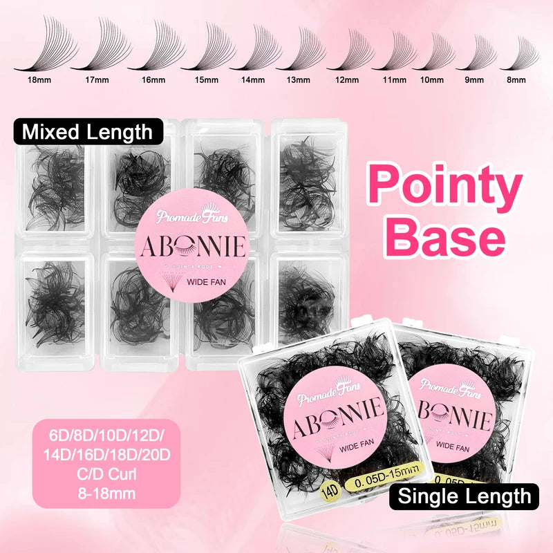 Russian Volume False Eyelash Fans - Premade Faux Mink Short Stem 8D-20D