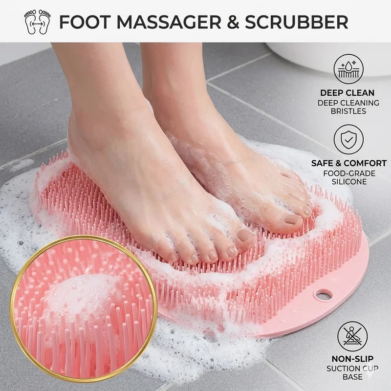Back Scrubbing Brush Body Massage Foot Exfoliator with Suction Cups - Bath & Shower Tool