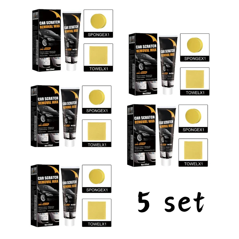 Car Scratch Repair Wax Kit 120ml for Surface Scratches Auto Paint Polish with Sponge & Towel