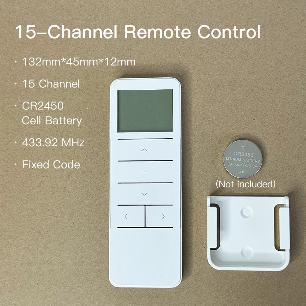 RF 433.92 MHz Smart Curtain Remote Control for Electric Motor - Fixed Code