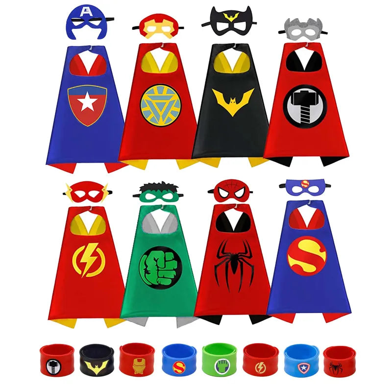 Kids Superhero Capes and Masks Costume Set for Halloween and Party