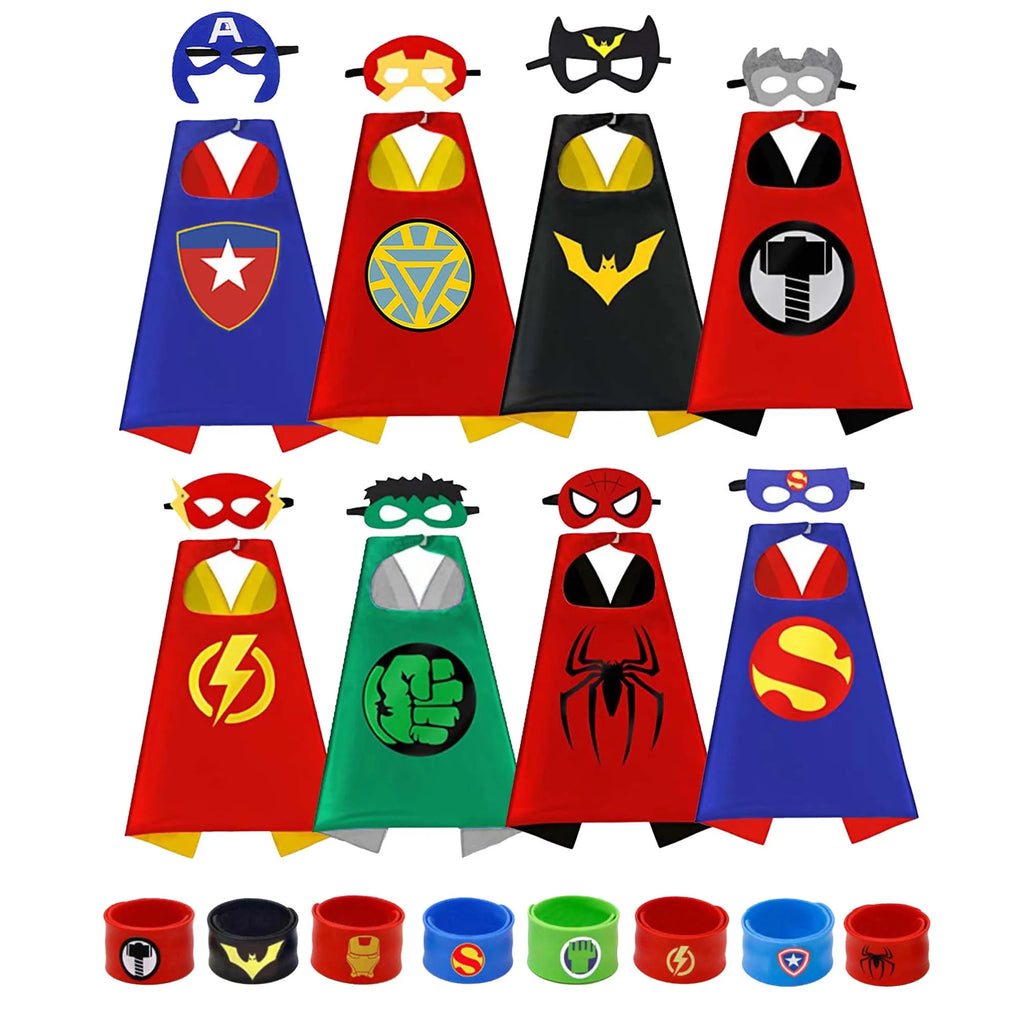 Kids Superhero Capes Set for Halloween Christmas Party Dress Up Cosplay 8-Pack