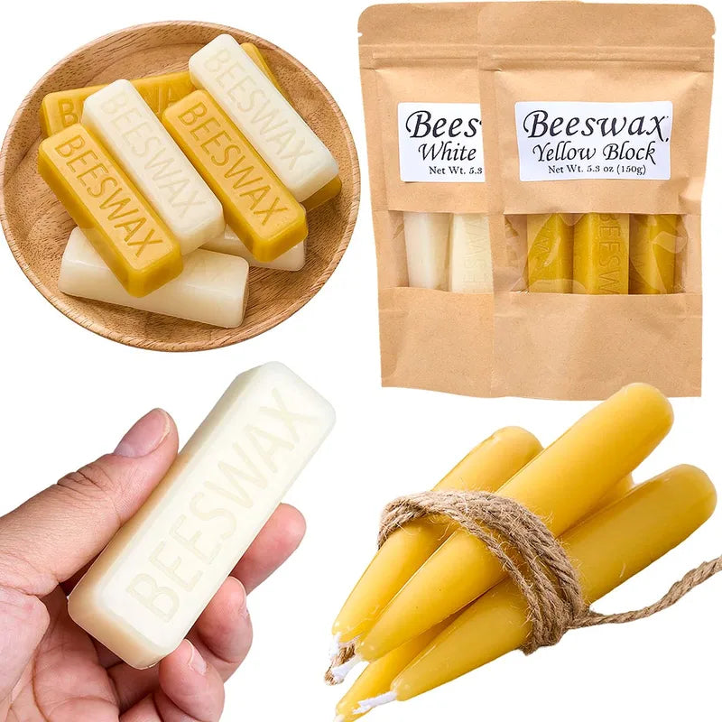 6-Piece Natural Beeswax Blocks for Candle Making & Crafts - High Quality