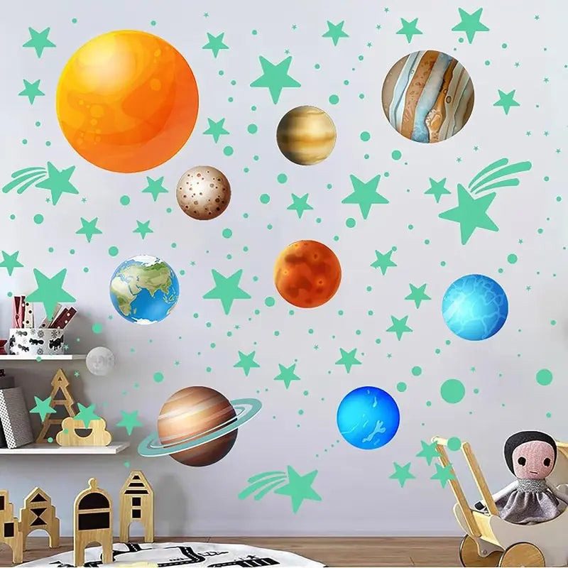 Glow in The Dark Stars and Planets Wall Decals for Bedroom Home Decor