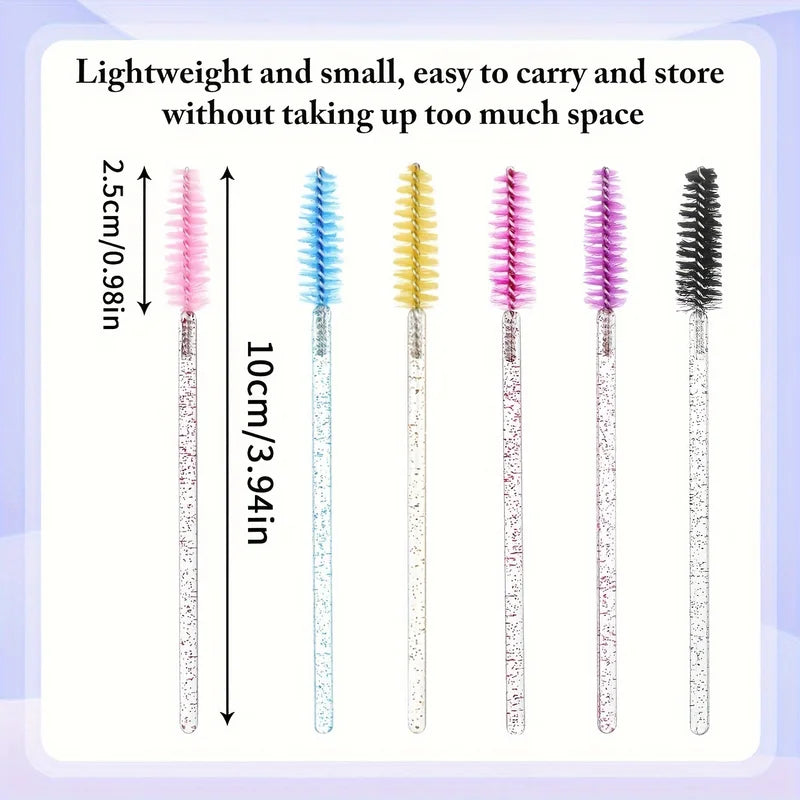 Disposable Lash & Brow Spoolie Wands with Nylon Bristles - 300PCS Assorted Colors