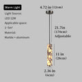 Black Cylinder Pendant Lamp - Natural Stone High-End LED Chandelier for Living Room & Bedroom