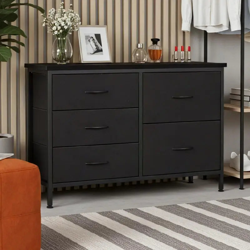 Multifunction Fabric Drawer Cabinet with Metal Frame and Adjustable Feet