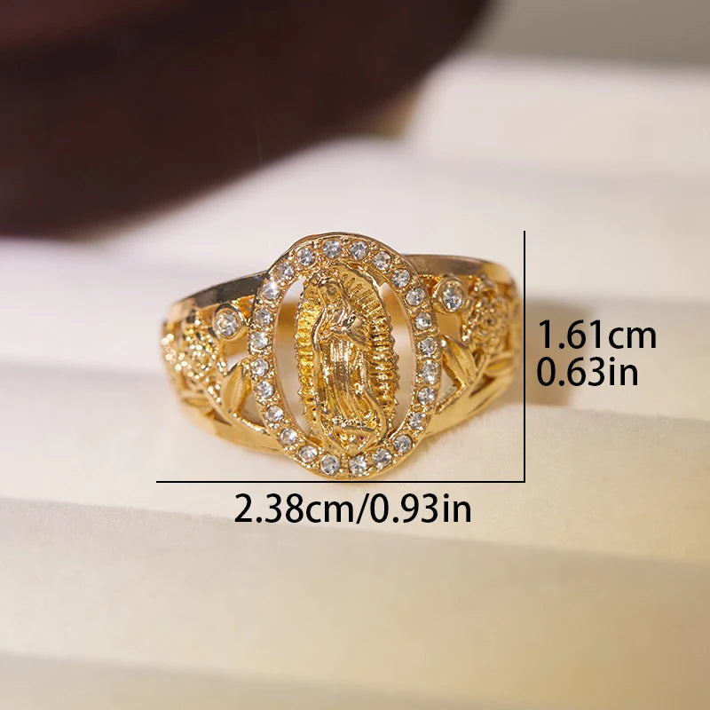 Religious Virgin Mary Ring for Women Cubic Zirconia Daily Wear Jewelry
