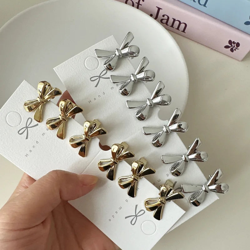 6Pcs Women's Gold Bow Hairpins Set - Mini Hair Accessories for Girls