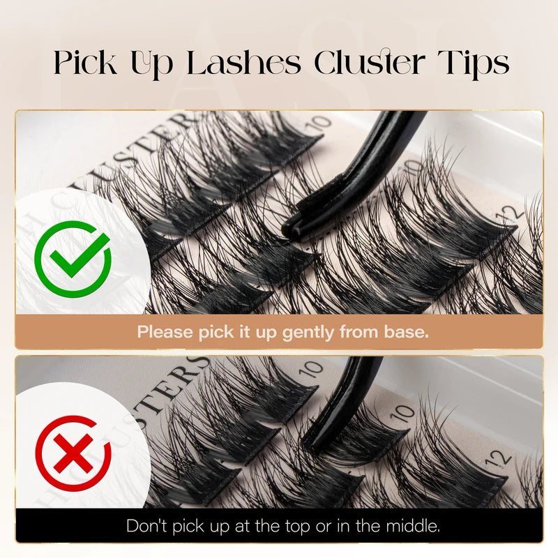 False Eyelash Clusters D Curl Fluffy Natural Volume Lashes for Eye Makeup