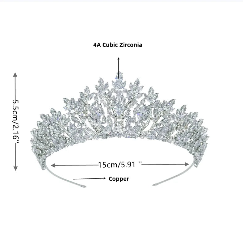 Luxury Bridal Tiara Crown for Wedding & Prom - Cubic Zirconia Headpiece