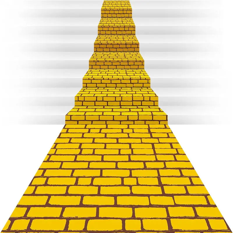 Yellow Brick Wall Backdrop for Halloween Wizard Cosplay Party Decorations - Long Floor Runner