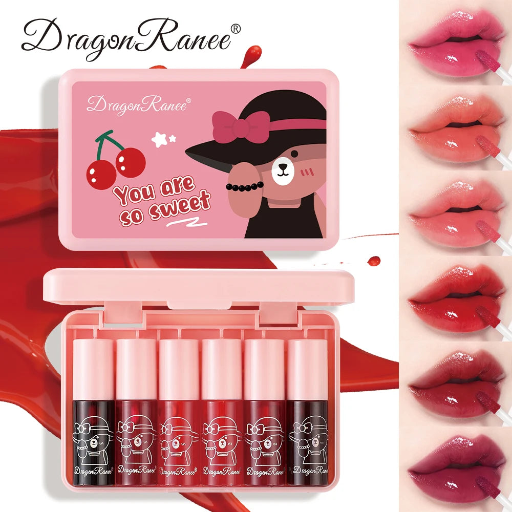 Mini Water-Based Lip Stain Set - Moisturizing Long-Lasting Glossy Lip Makeup Kit