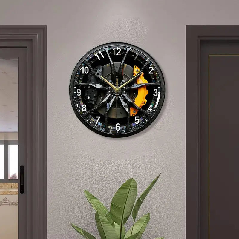 2D Car Wheel Wall Clock - Silent Modern Acrylic Decoration for Home & Classroom