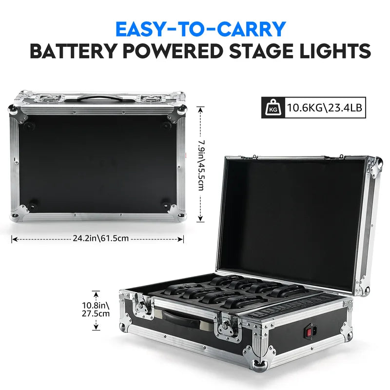 Rechargeable Battery Par Lights Set with Flightcase for Party and Stage Effects