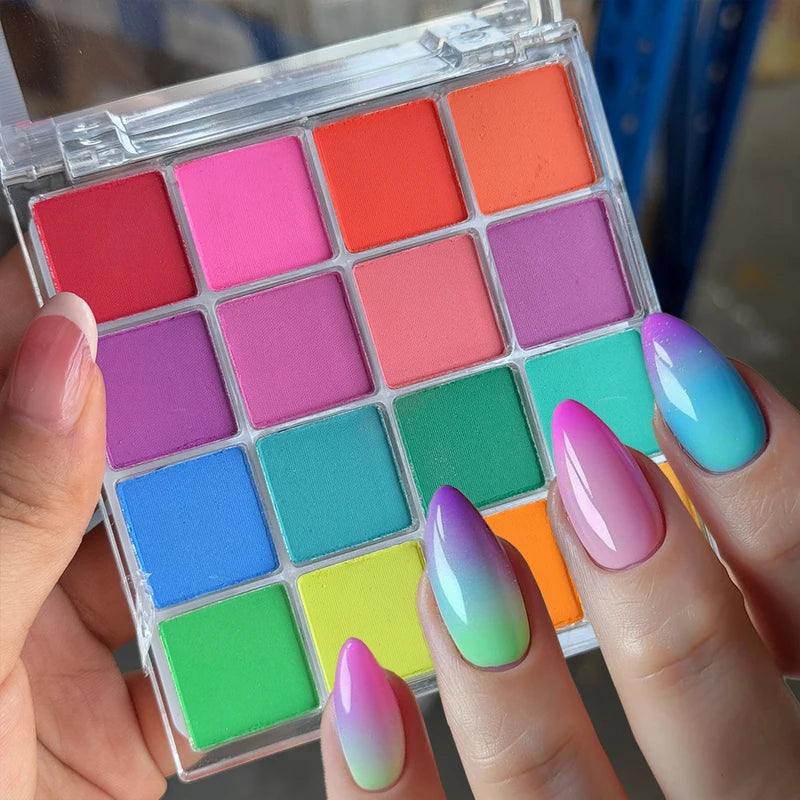 Nail Art Powder Palette 16 Grids Matte Rubbing Nail Deco for Manicure