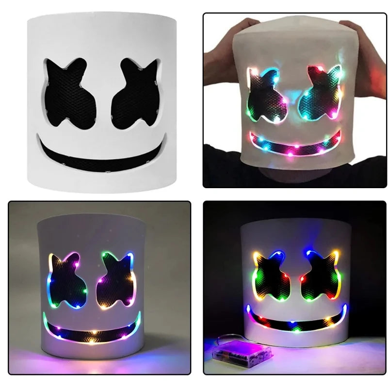 Halloween LED DJ Mask with Breathable Helmet - Lifelike Marshmello Cosplay Prop