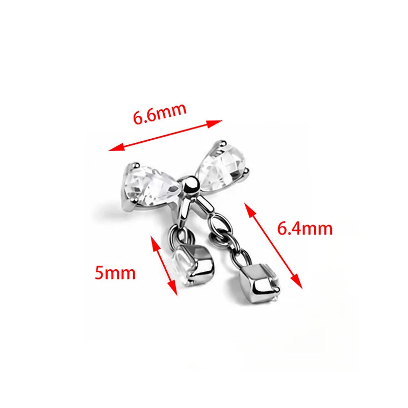 Titanium Body Piercing Chain Pendant Cartilage Earrings - 16G 18G Jewelry