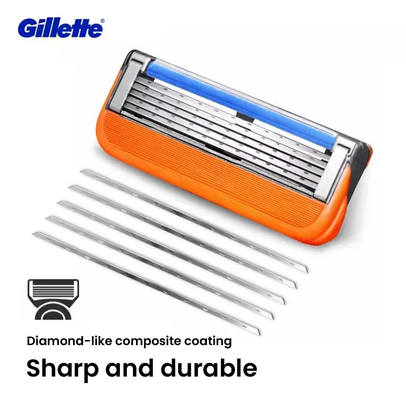 Gillette Fusion 5 Razor Set with 5 Ultra-Thin Blades & Back Trimmer