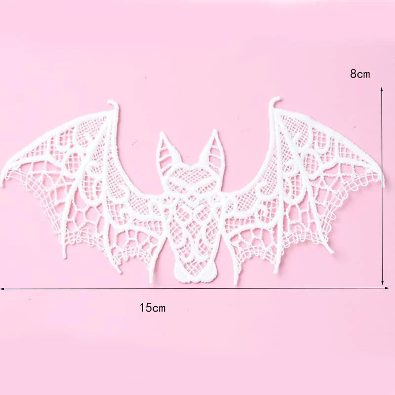 Halloween Embroidery Bat Patch for Clothing Bags Curtains DIY Repair - Black & White