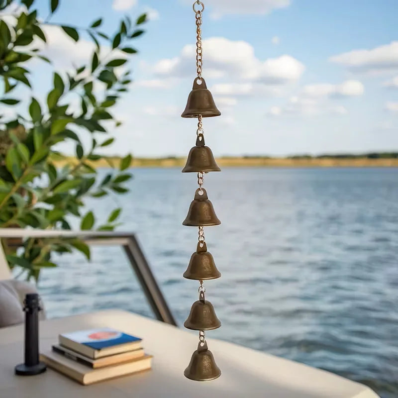 Rustic Metal Wind Chime for Garden Courtyard Wall Decor - Handmade Iron Bell with Chain